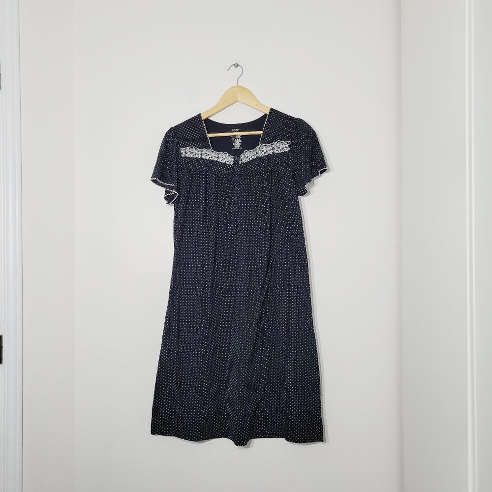 George Black White Polka Dots Nighty Nightdresses PJ Embroidered Detail Medium